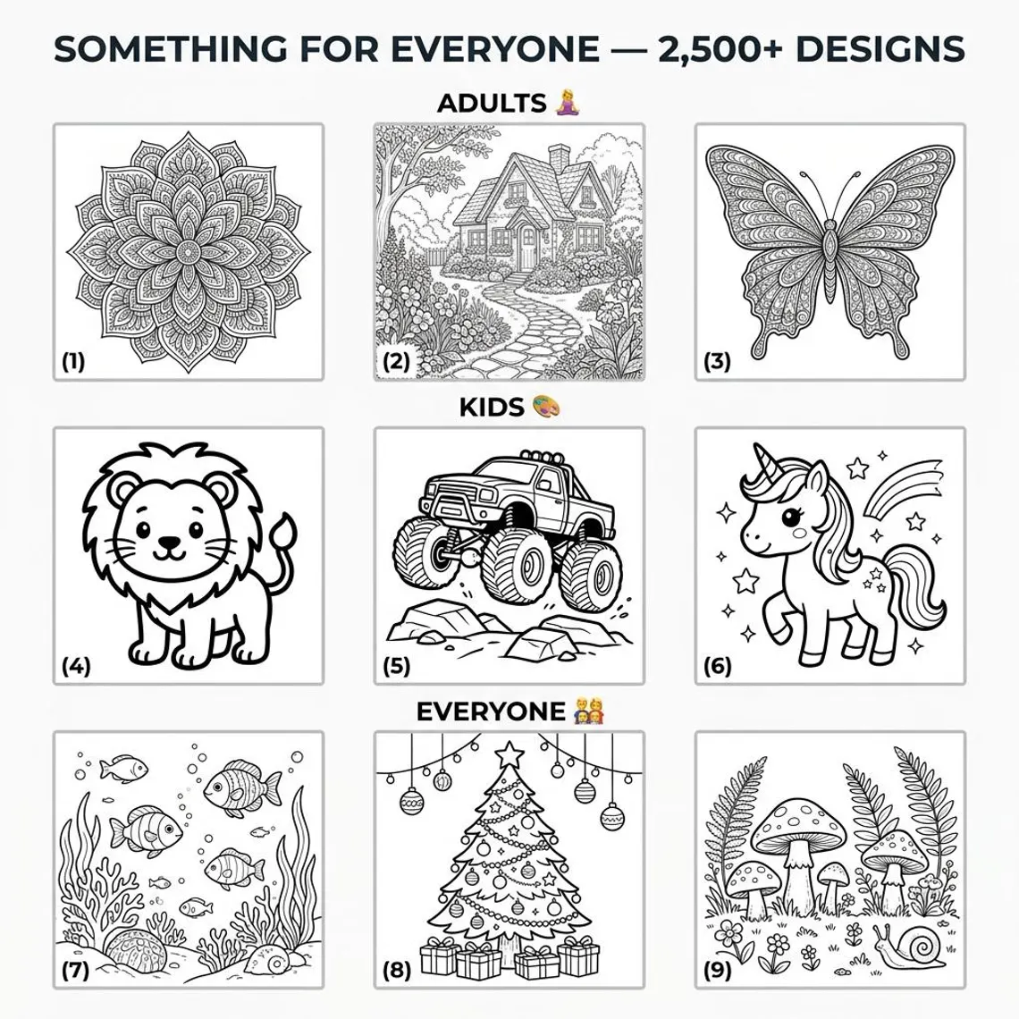 Preview gallery of coloring pages