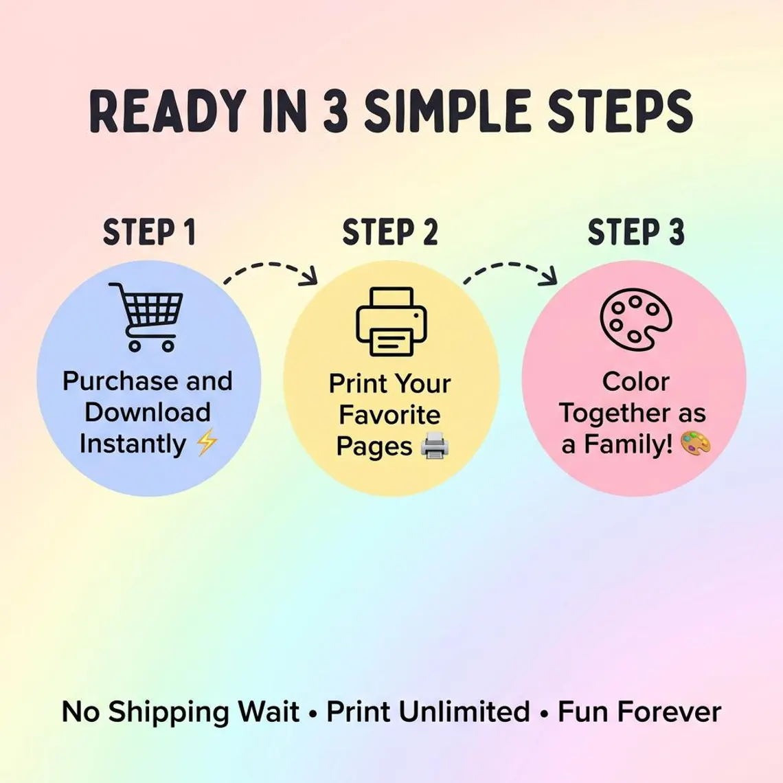 Ready in 3 simple steps: purchase, print, color together