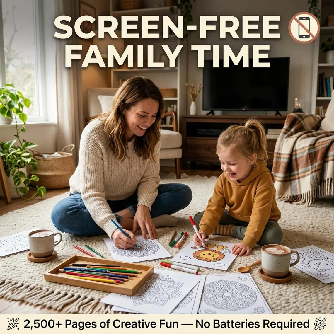 Family coloring together at home
